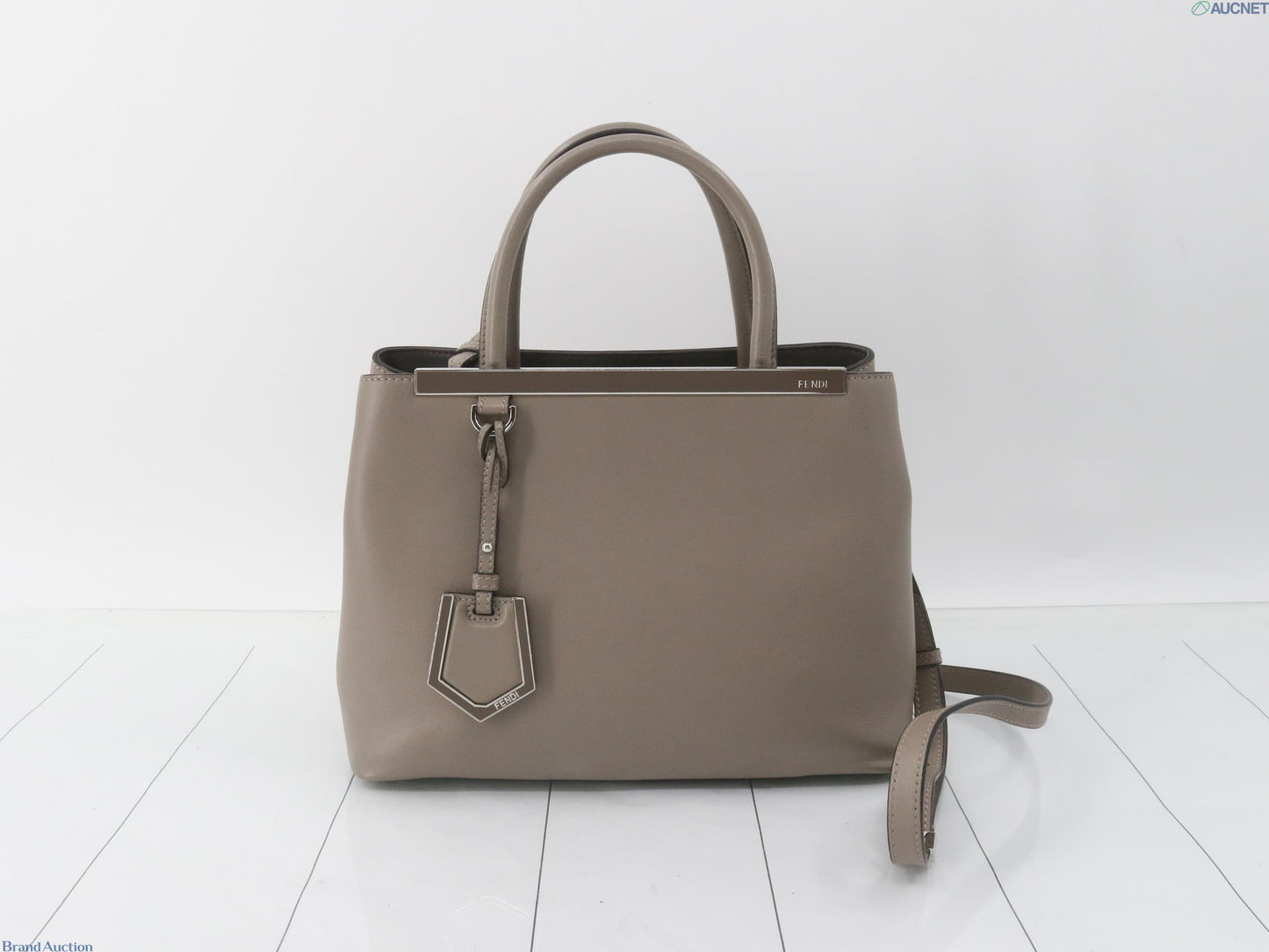 FENDI Vitello Dolce Century Petite 2Jours Tote Carbone Grey