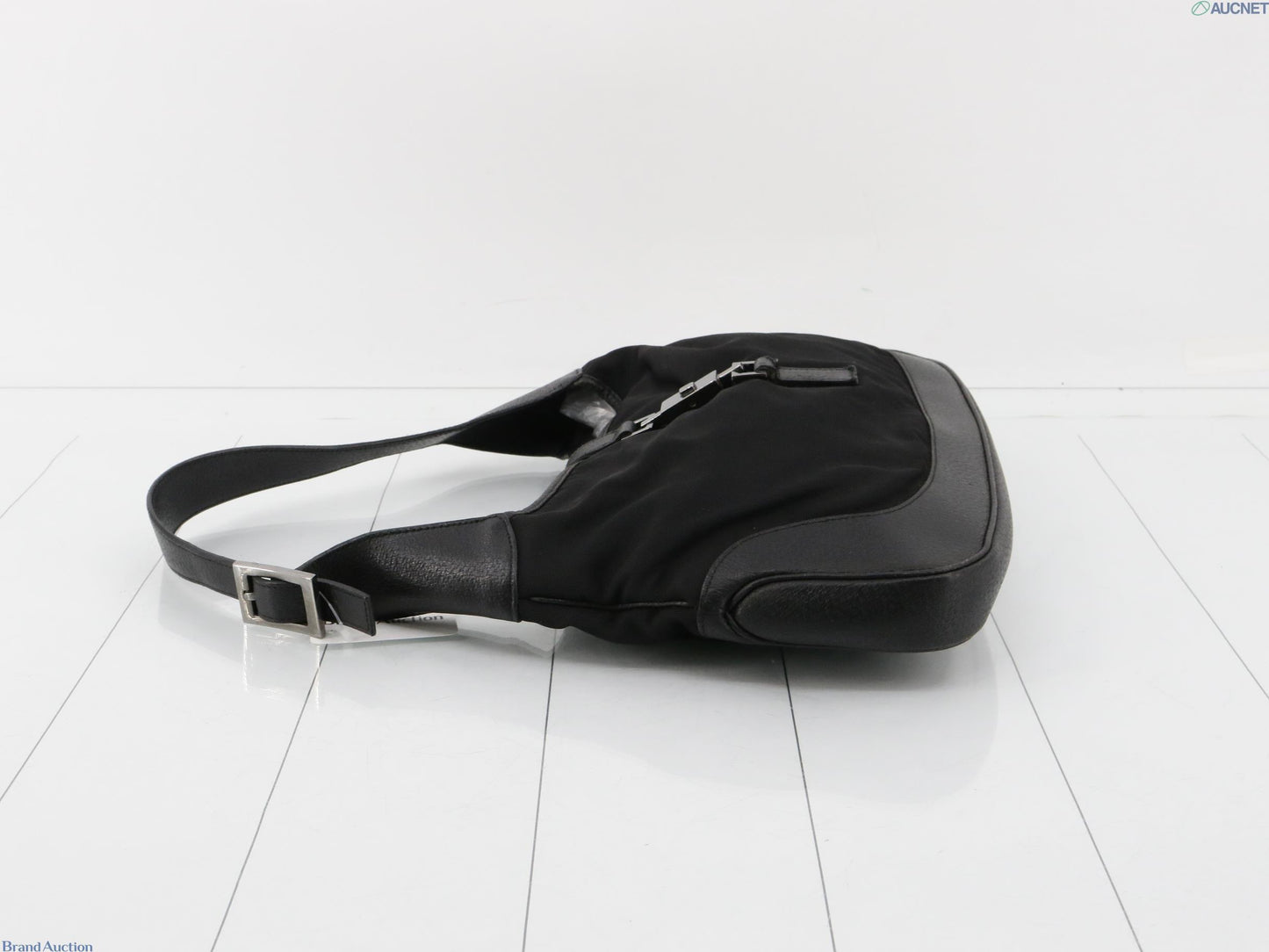 Gucci Jackie Black leather and nylon with silver hardware
