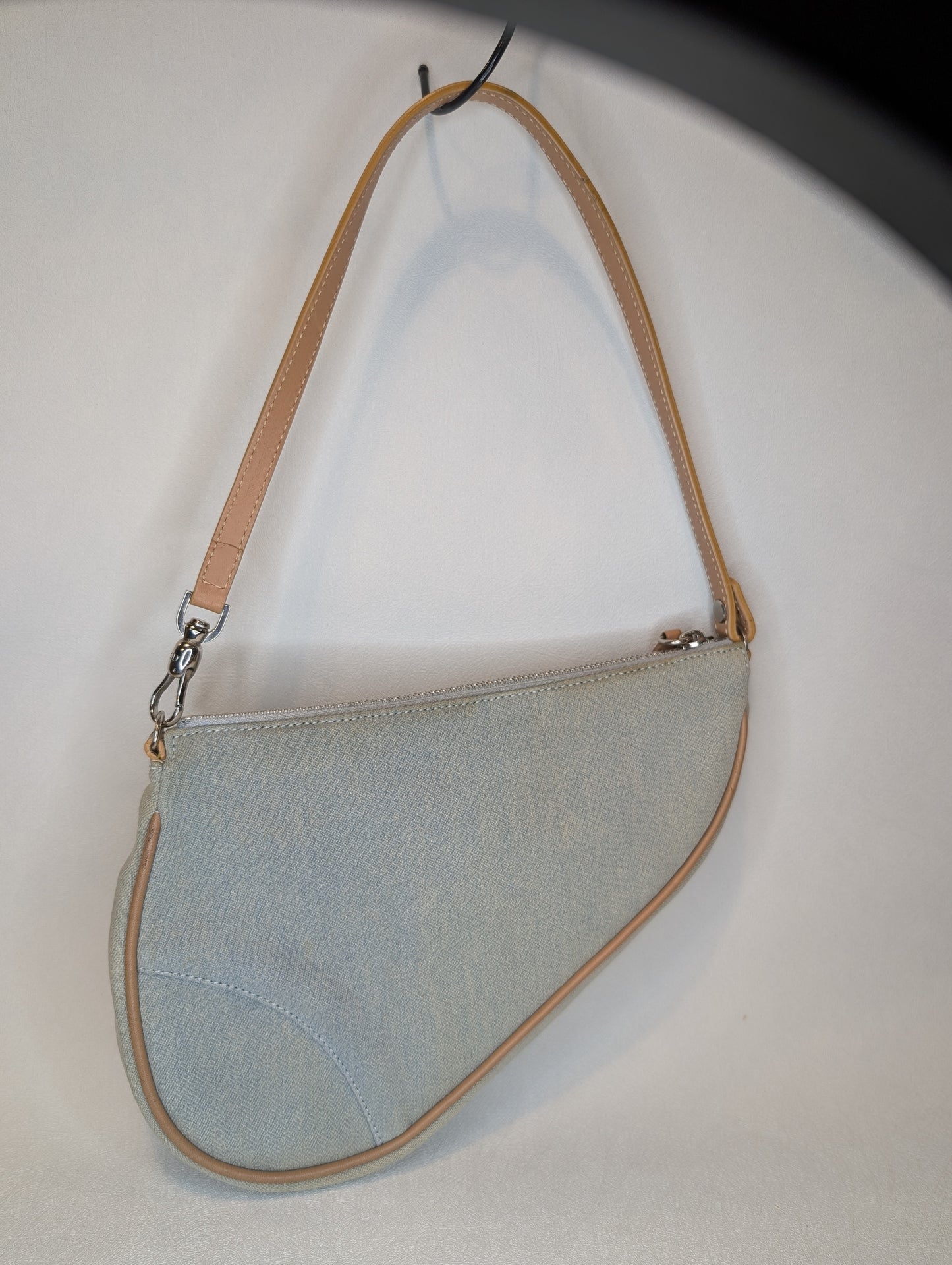 Dior Mini Saddle Pouch, Denim And Leather