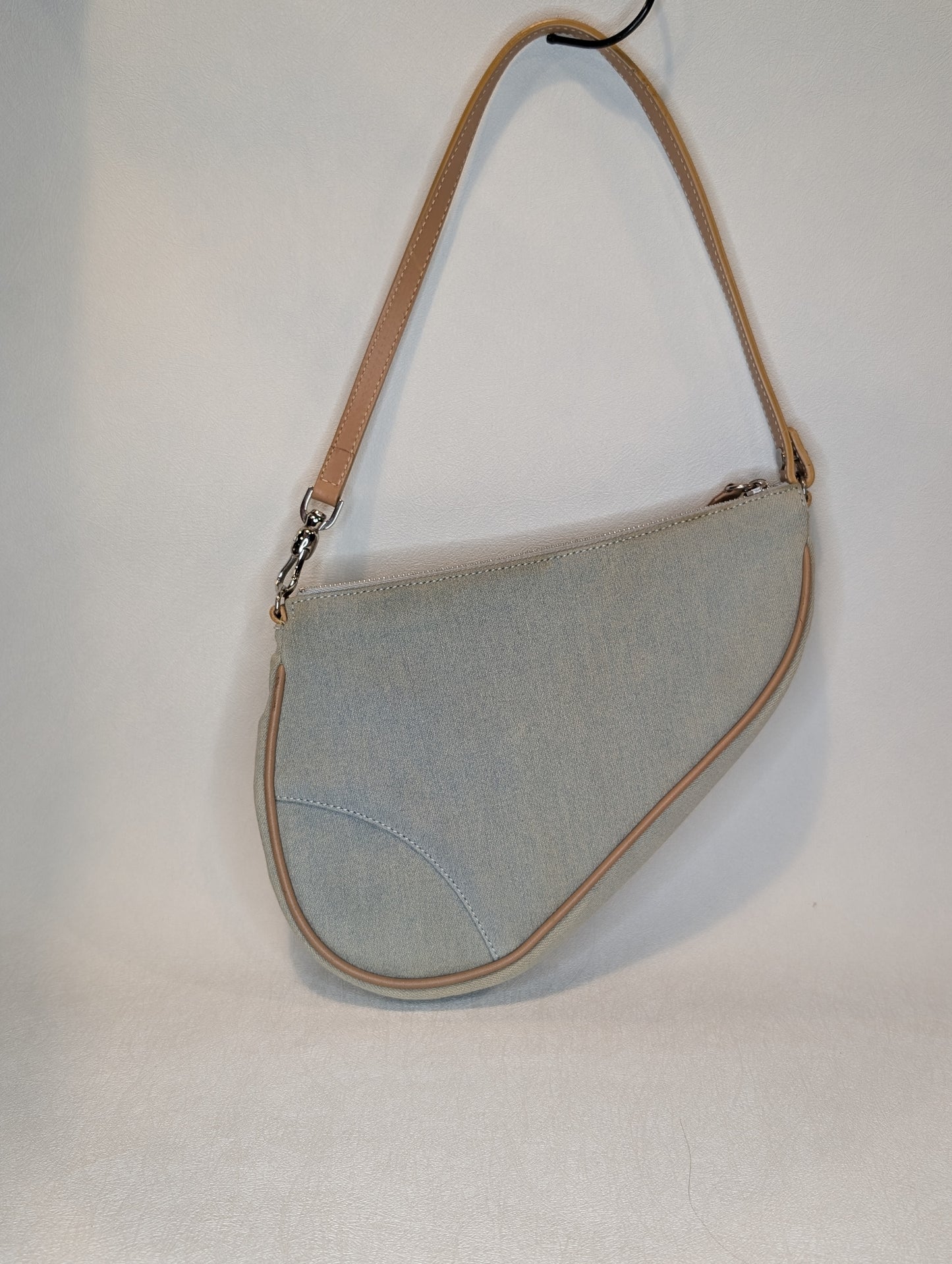 Dior Mini Saddle Pouch, Denim And Leather