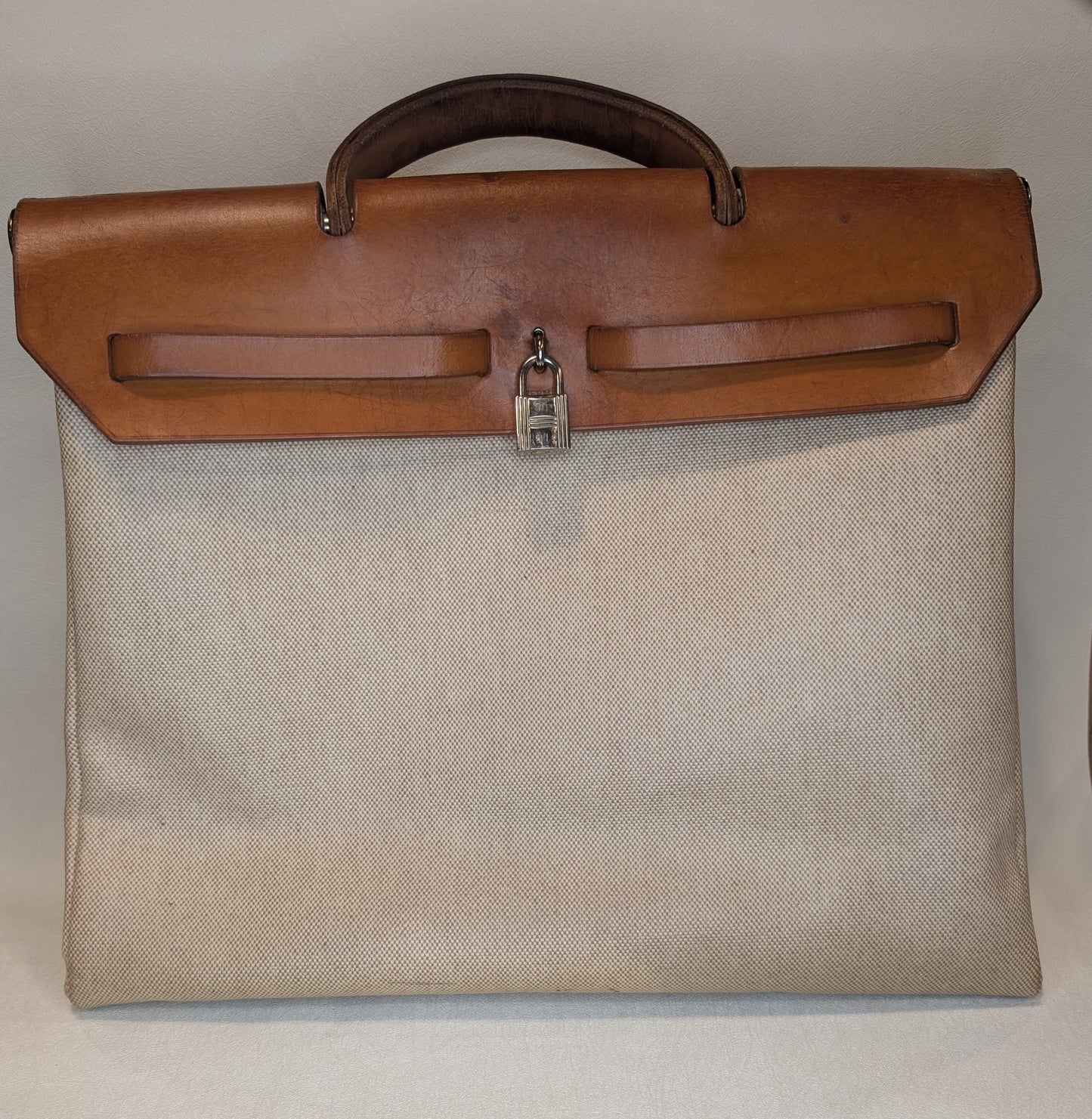 Hermes Herbag 39 Toile & Vache Herbag 39 Handbag White Brown