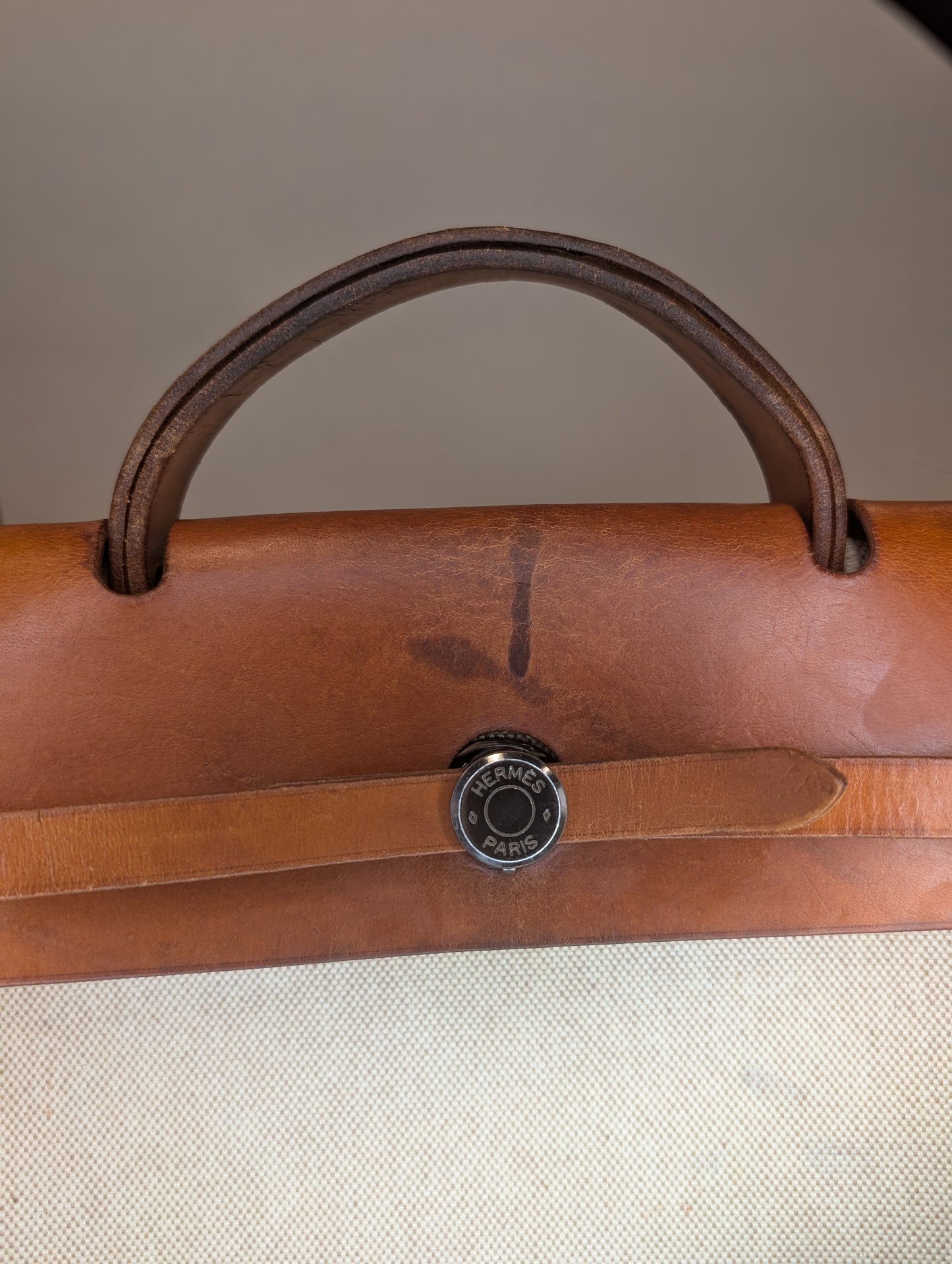 Hermes Herbag 39 Toile & Vache Herbag 39 Handbag White Brown