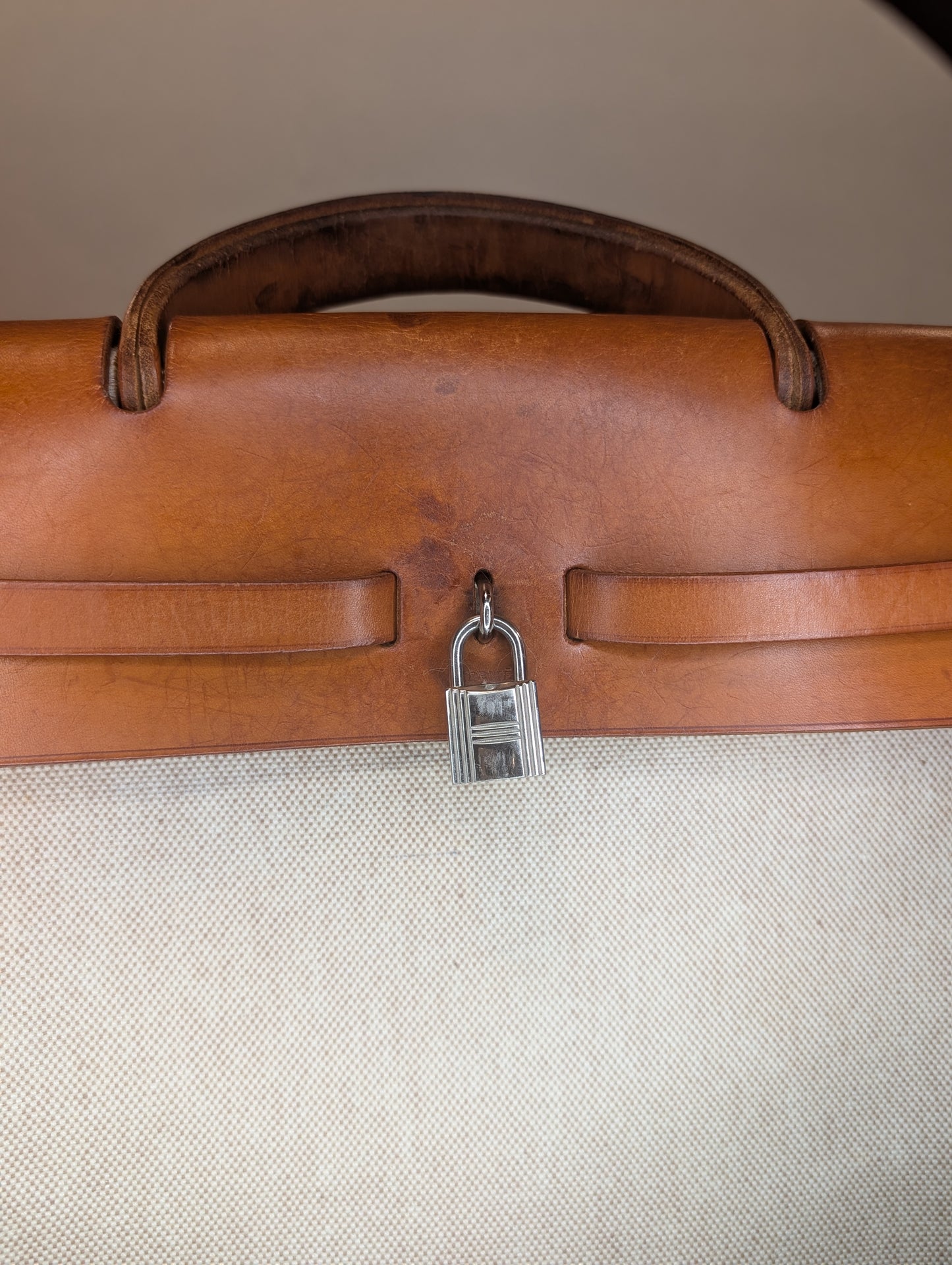 Hermes Herbag 39 Toile & Vache Herbag 39 Handbag White Brown