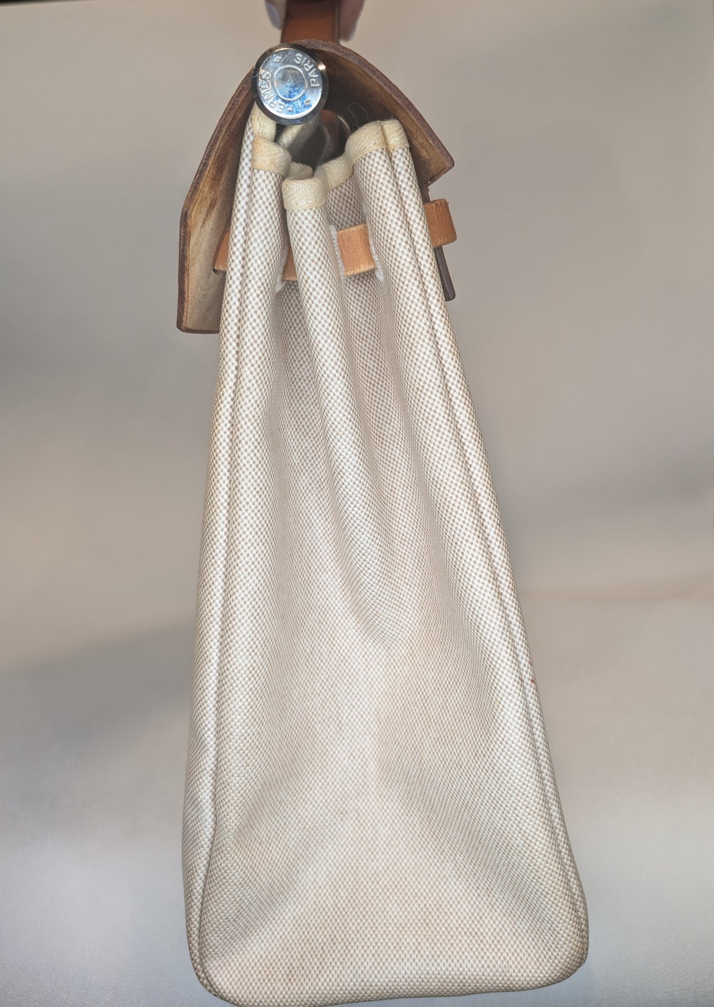 Hermes Herbag 39 Toile & Vache Herbag 39 Handbag White Brown