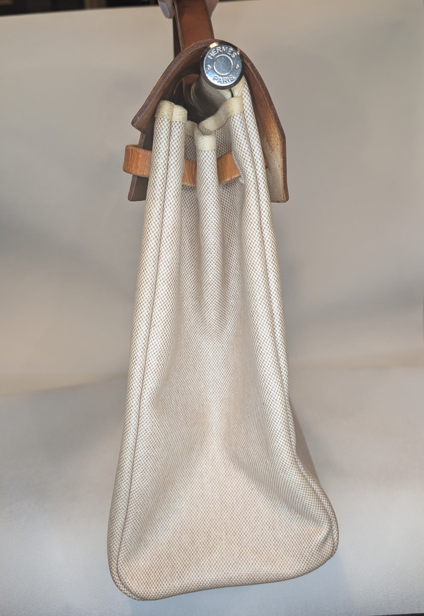 Hermes Herbag 39 Toile & Vache Herbag 39 Handbag White Brown
