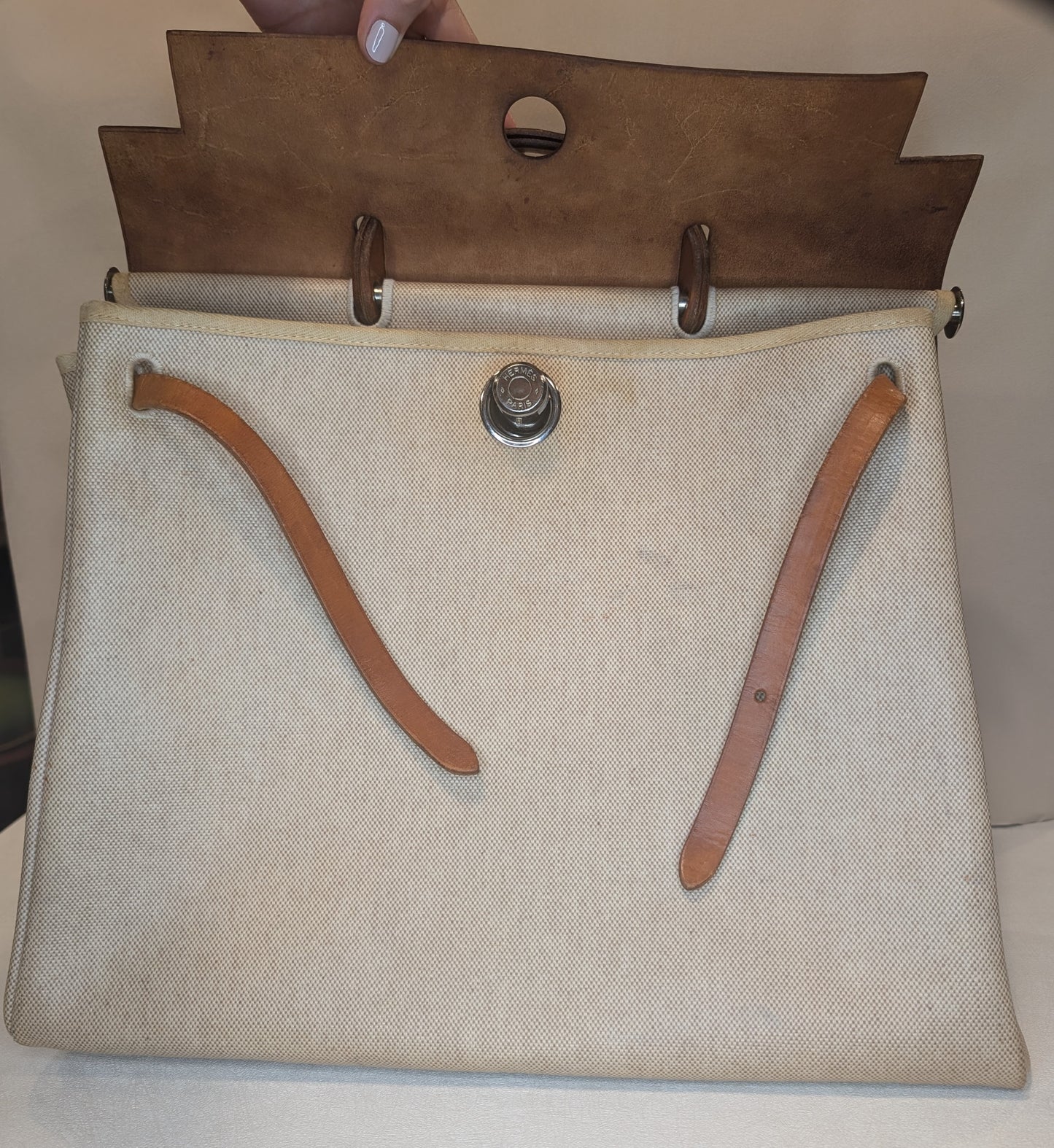 Hermes Herbag 39 Toile & Vache Herbag 39 Handbag White Brown