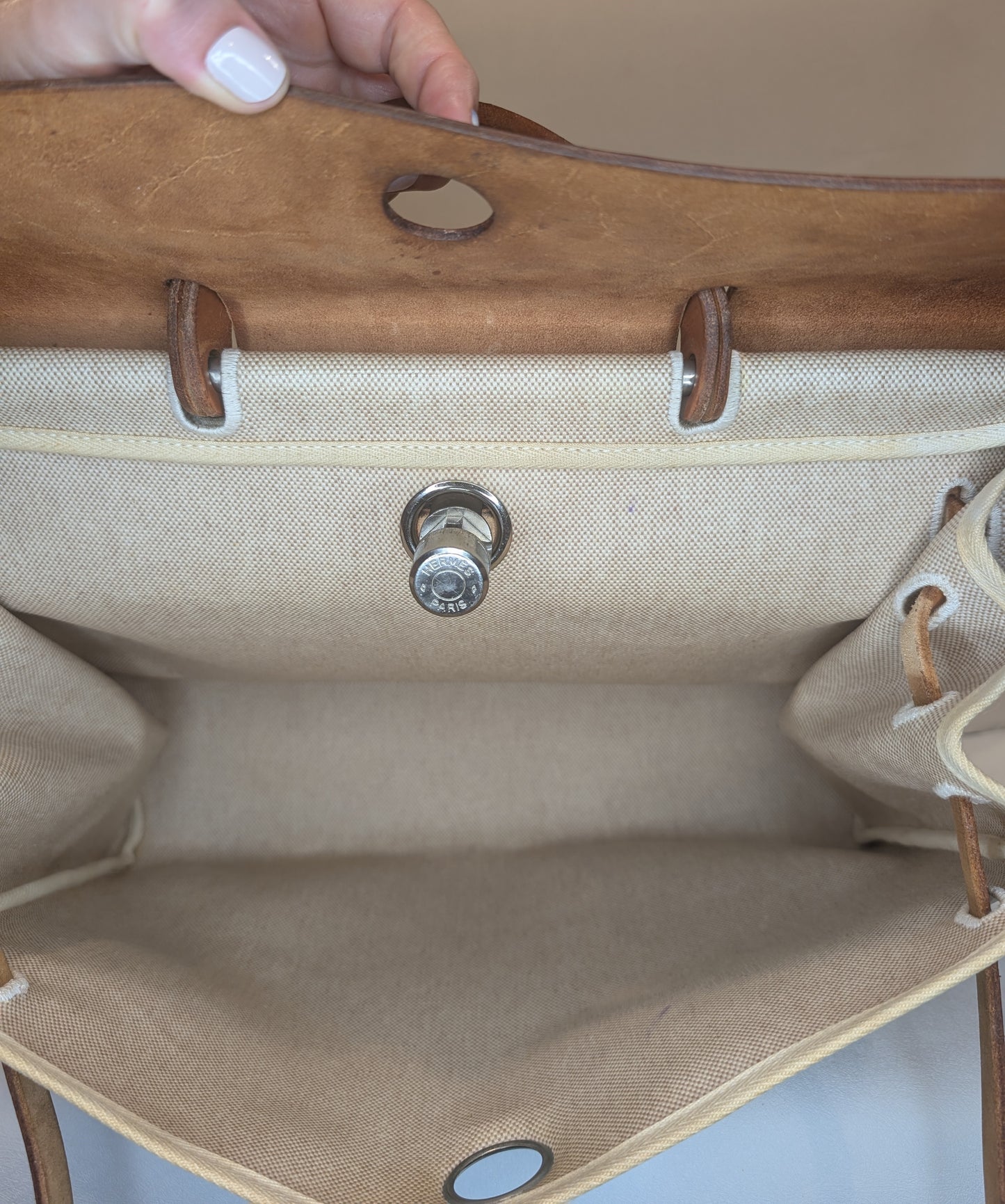 Hermes Herbag 39 Toile & Vache Herbag 39 Handbag White Brown