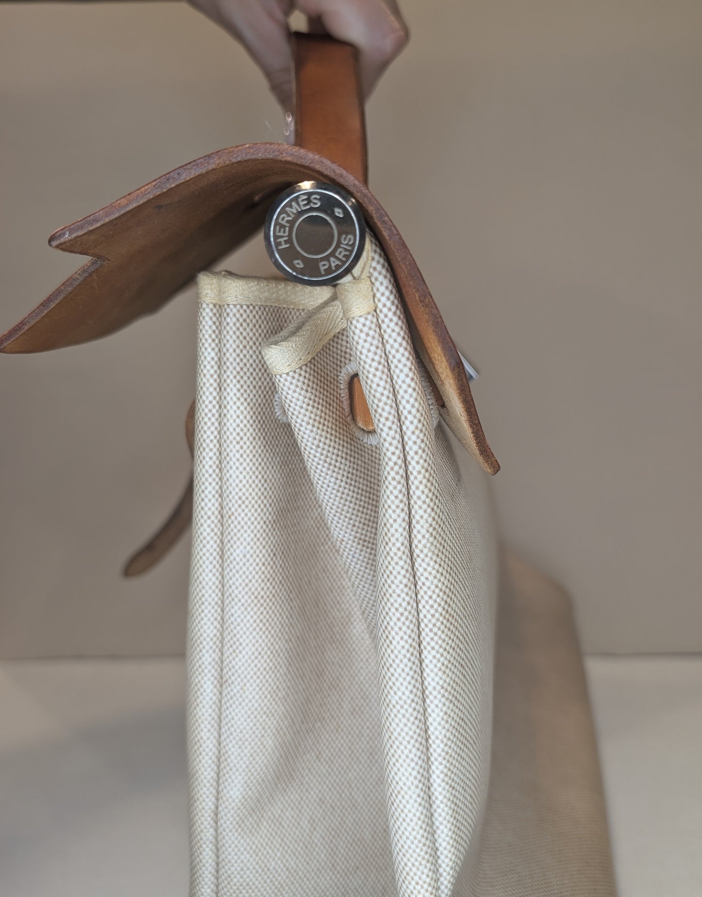 Hermes Herbag 39 Toile & Vache Herbag 39 Handbag White Brown