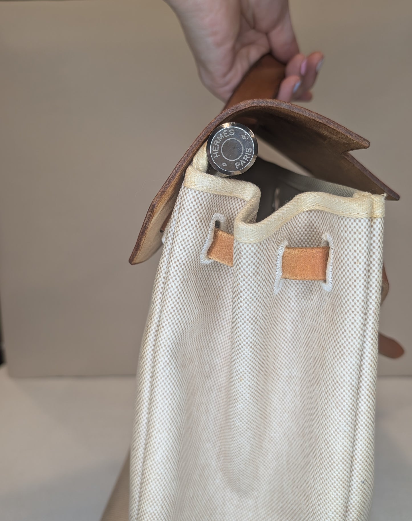 Hermes Herbag 39 Toile & Vache Herbag 39 Handbag White Brown