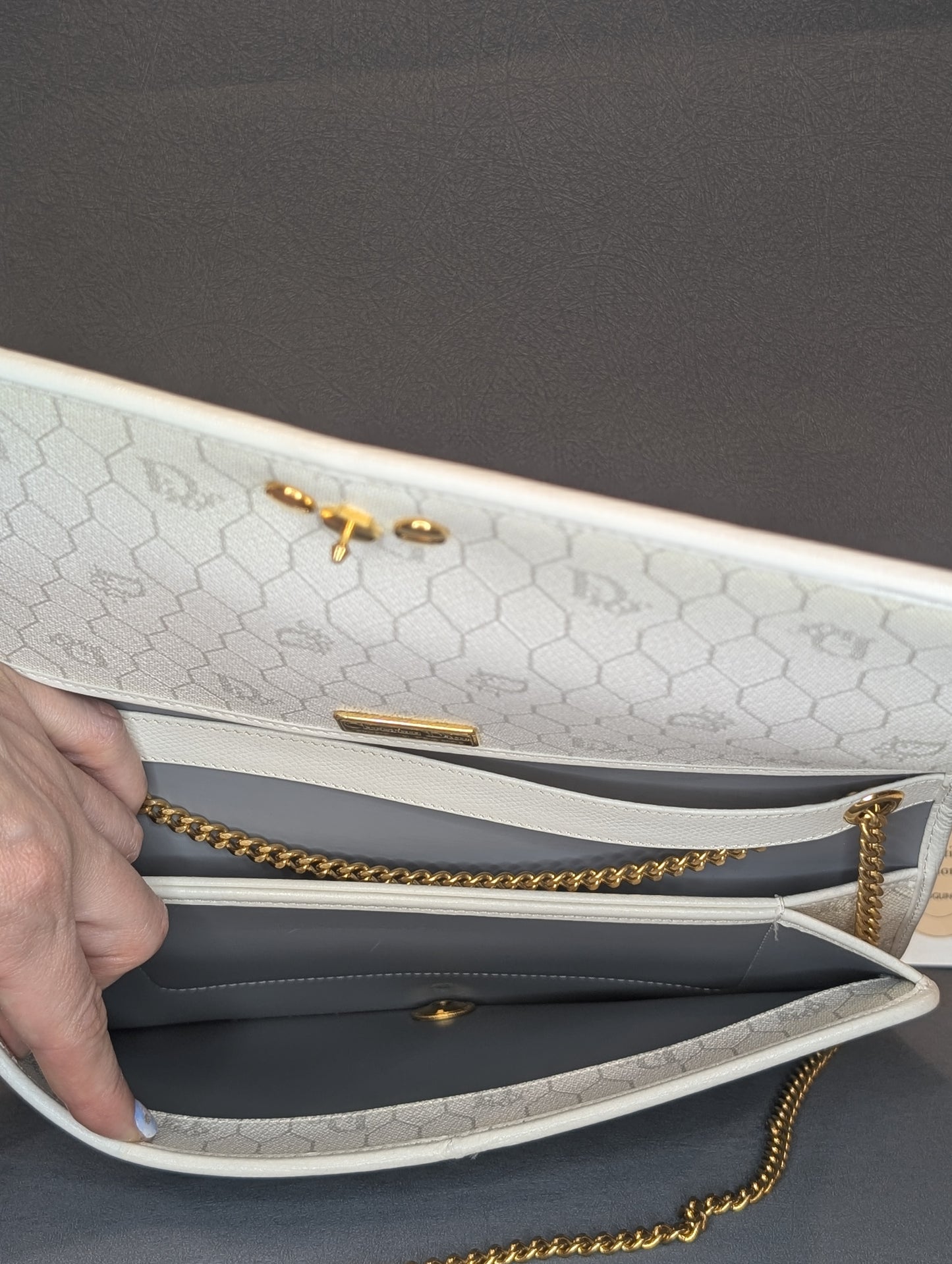Dior white and gold WoC shoulder bag