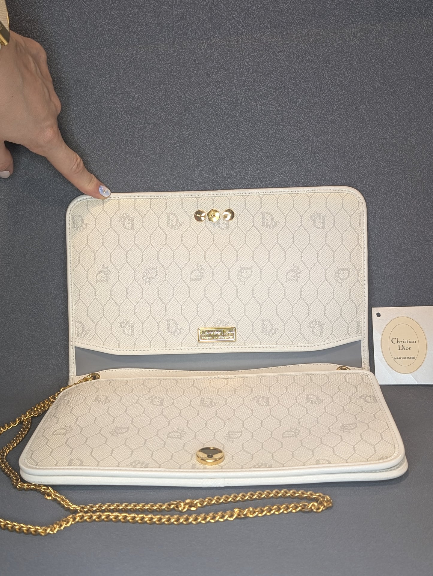 Dior white and gold WoC shoulder bag