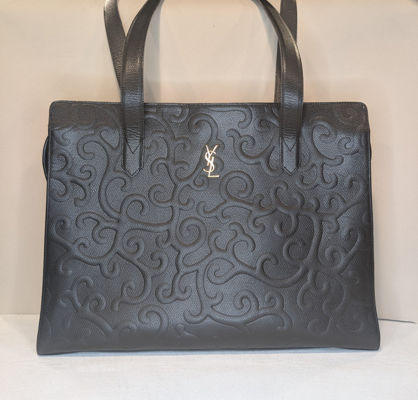 Saint Laurent black arabesque tote leather bag
