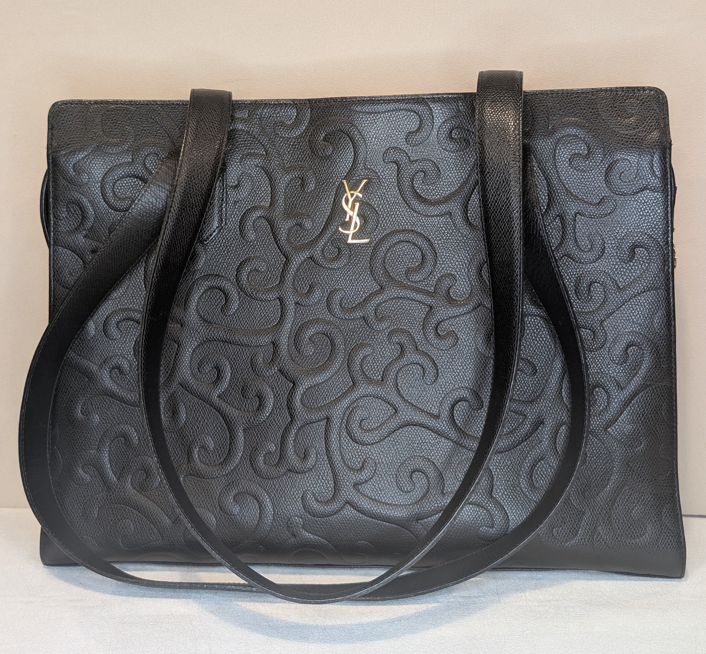 Saint Laurent black arabesque tote leather bag