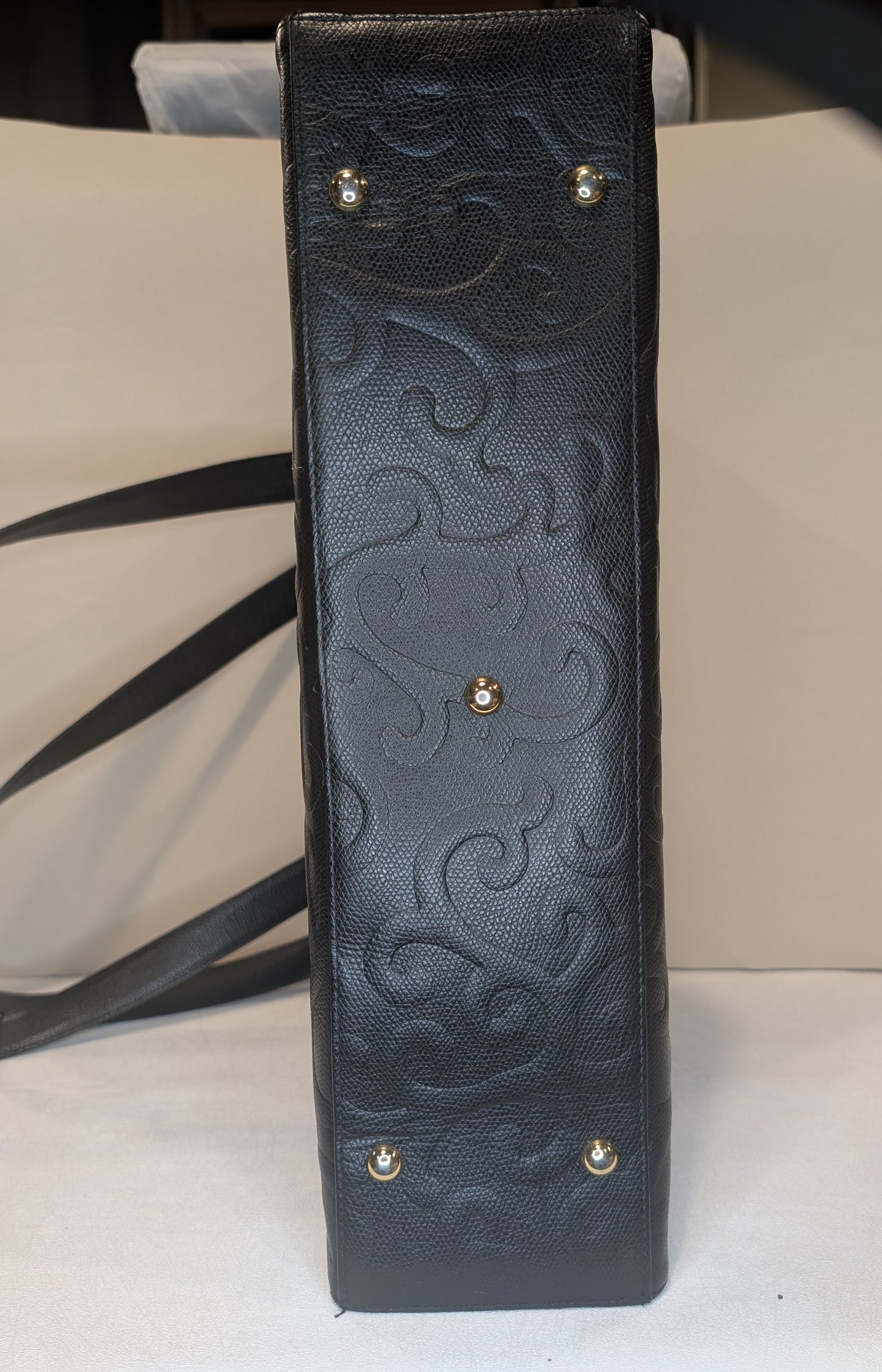 Saint Laurent black arabesque tote leather bag