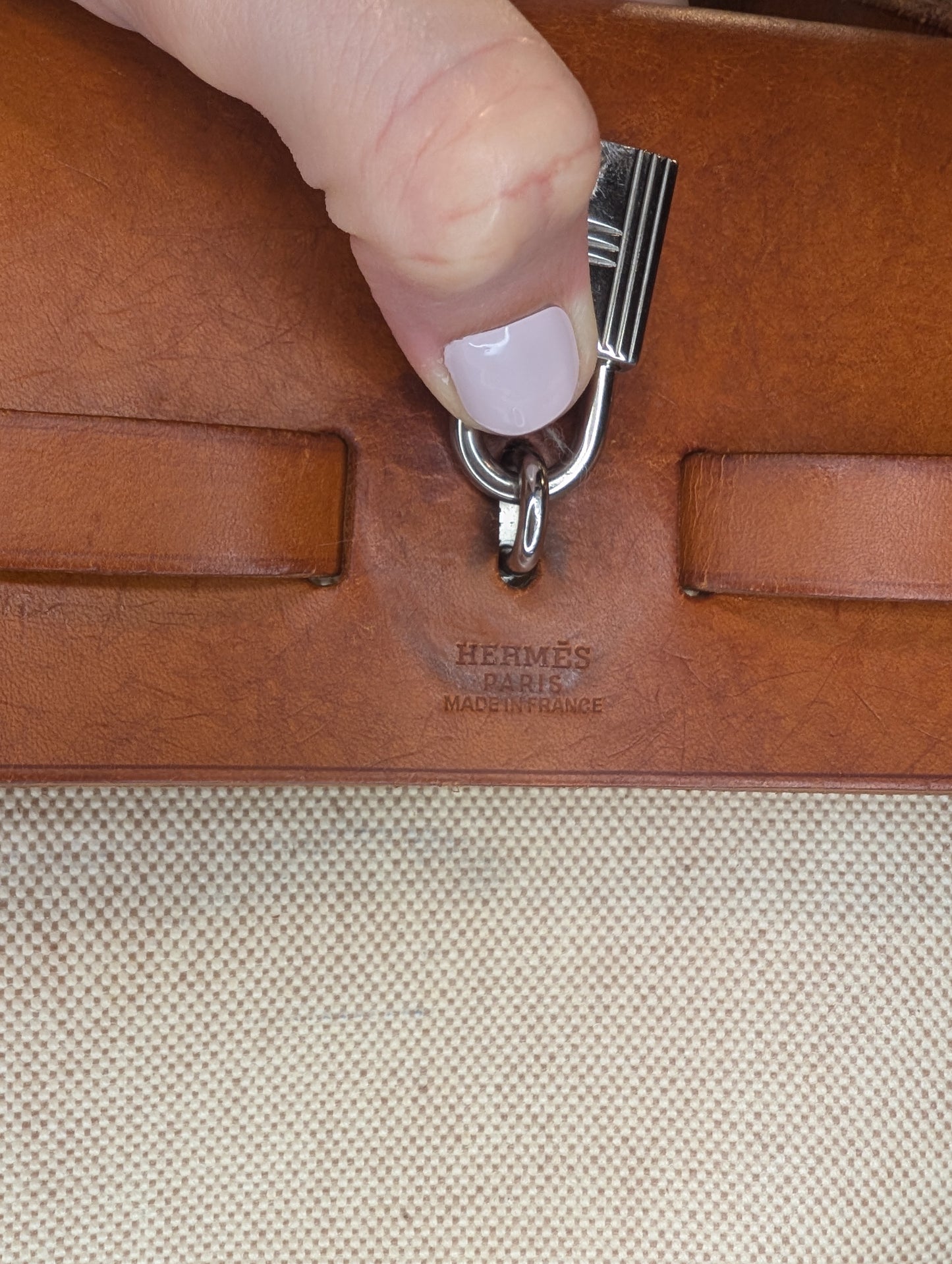 Hermes Herbag 39 Toile & Vache Herbag 39 Handbag White Brown