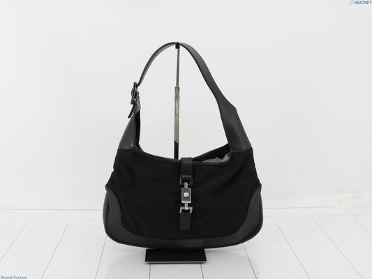Gucci Jackie Black leather and nylon with silver hardware