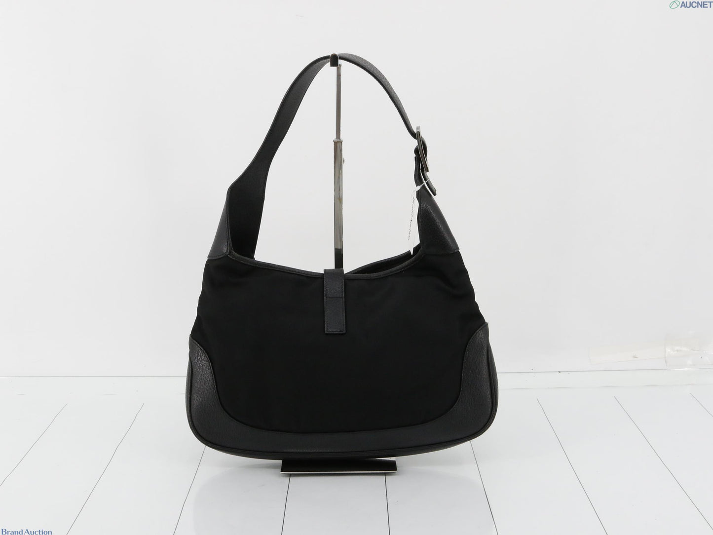 Gucci Jackie Black leather and nylon with silver hardware