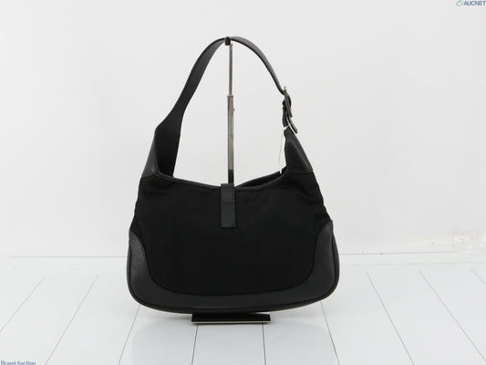 Gucci Jackie Black leather and nylon with silver hardware