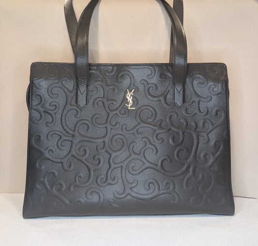 Saint Laurent black arabesque tote leather bag