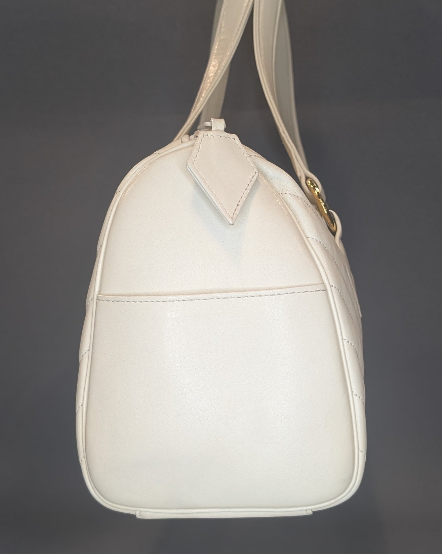 Saint Laurent YSL White Vintage Loulou Boston Shoulder Bag Gold Hardware