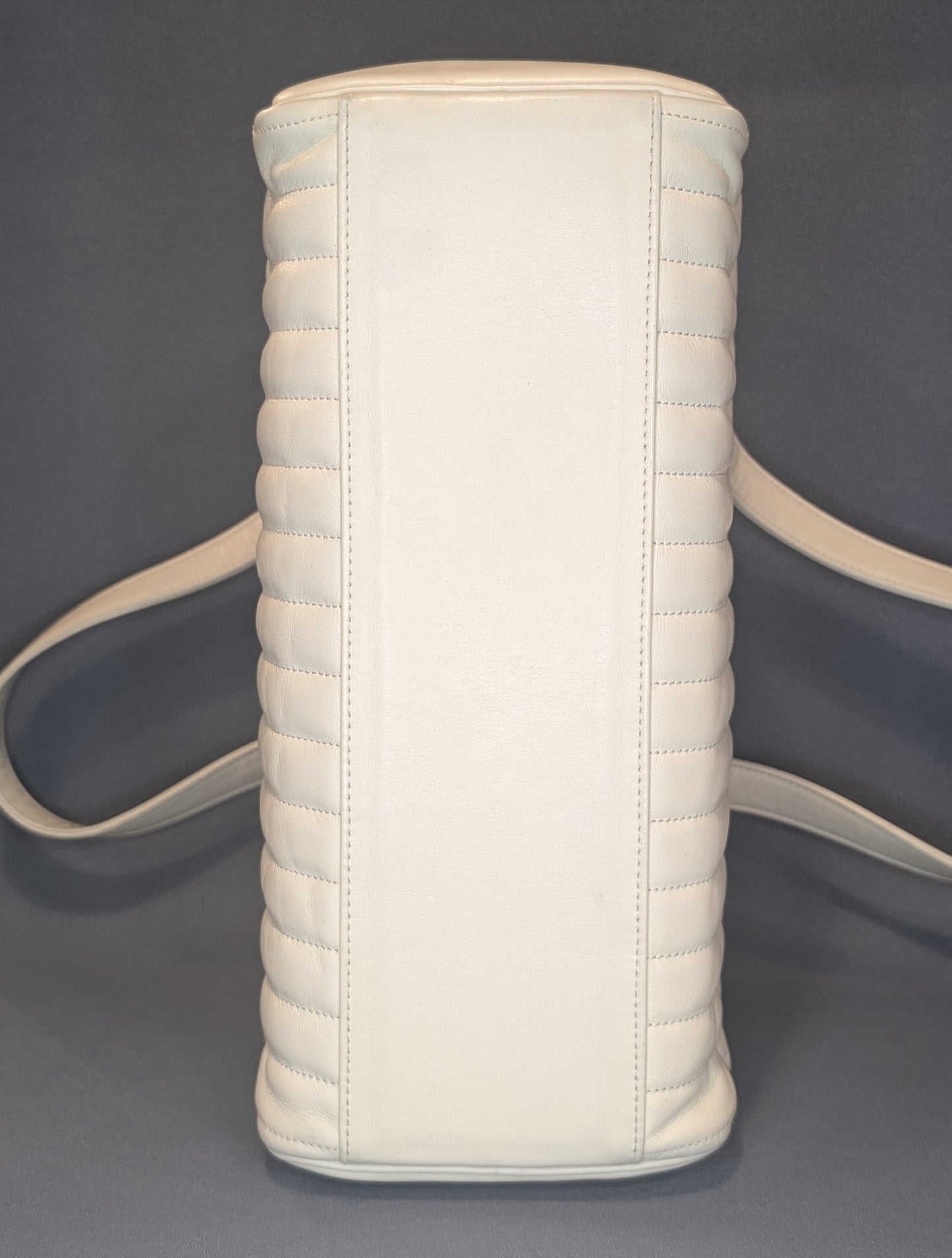 Saint Laurent YSL White Vintage Loulou Boston Shoulder Bag Gold Hardware