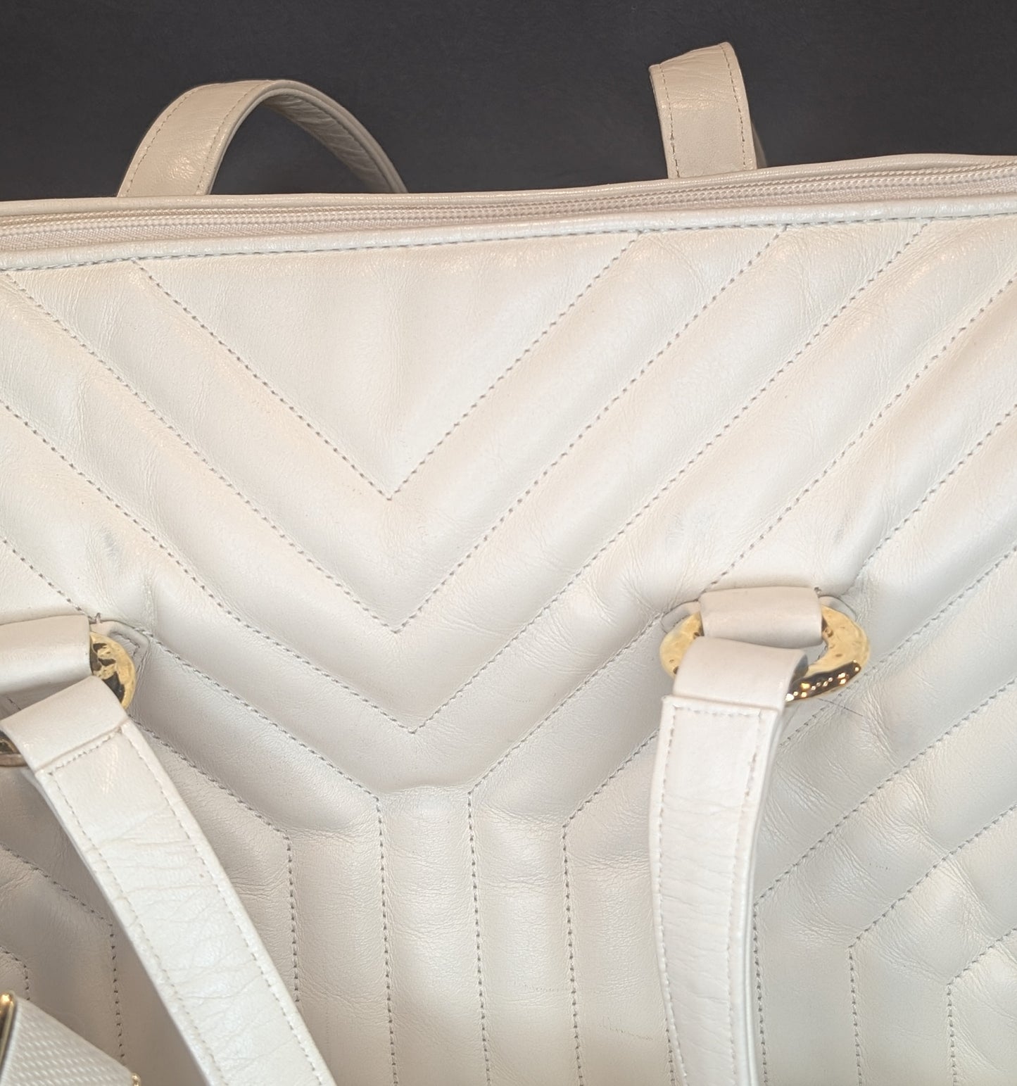 Saint Laurent YSL White Vintage Loulou Boston Shoulder Bag Gold Hardware
